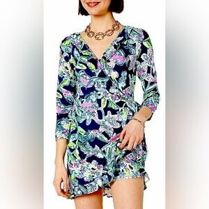 Lilly Pulitzer Jessalynne Romper Bright Navy Sway This Way Size Medium EUC